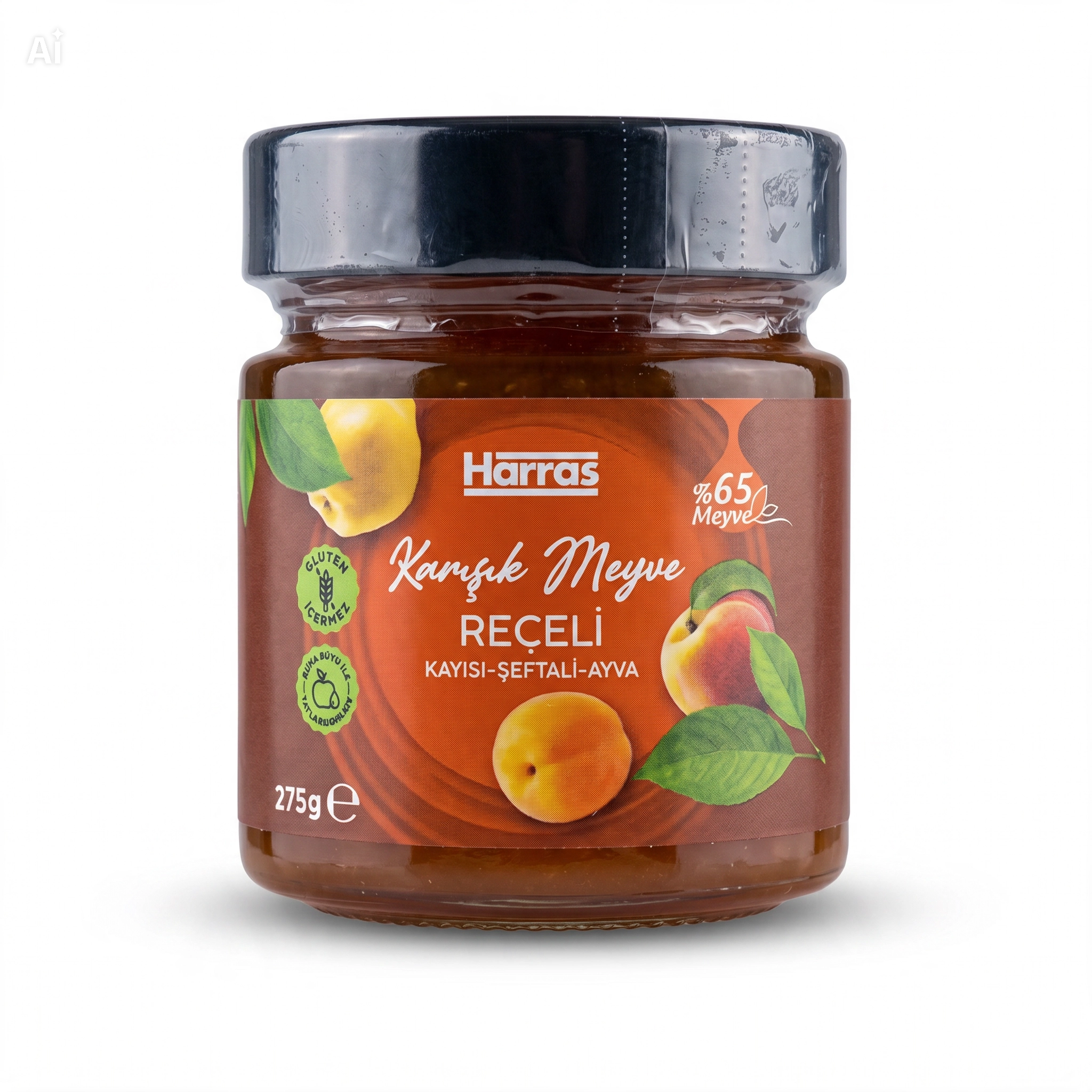 Harras 65% Apricot, Peach, Quince Jam 275g