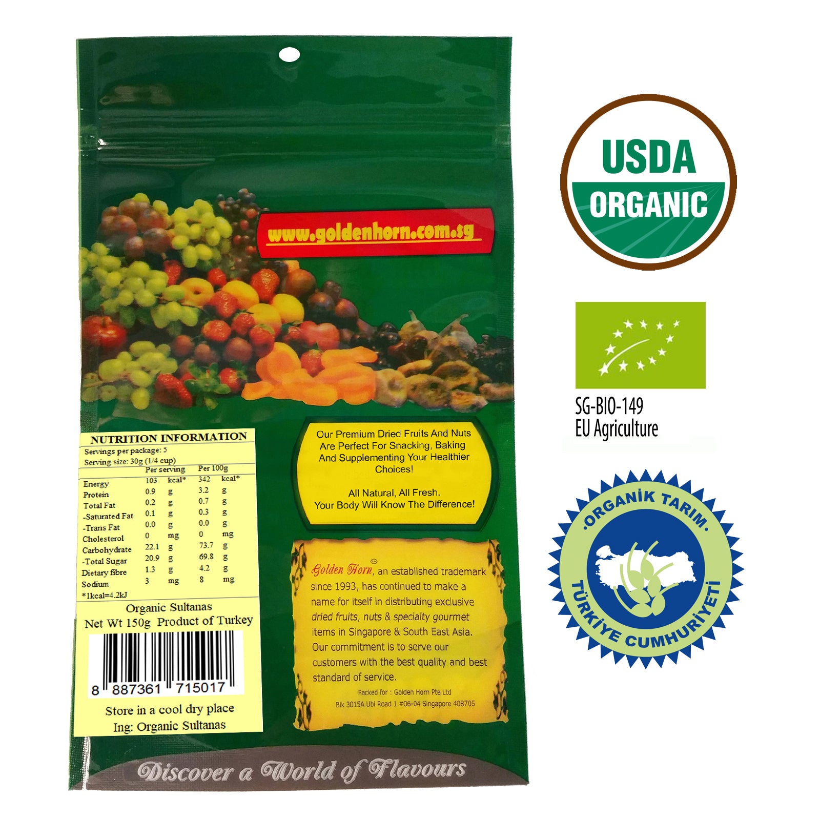 Golden Horn Organic Dried Sultana 150g