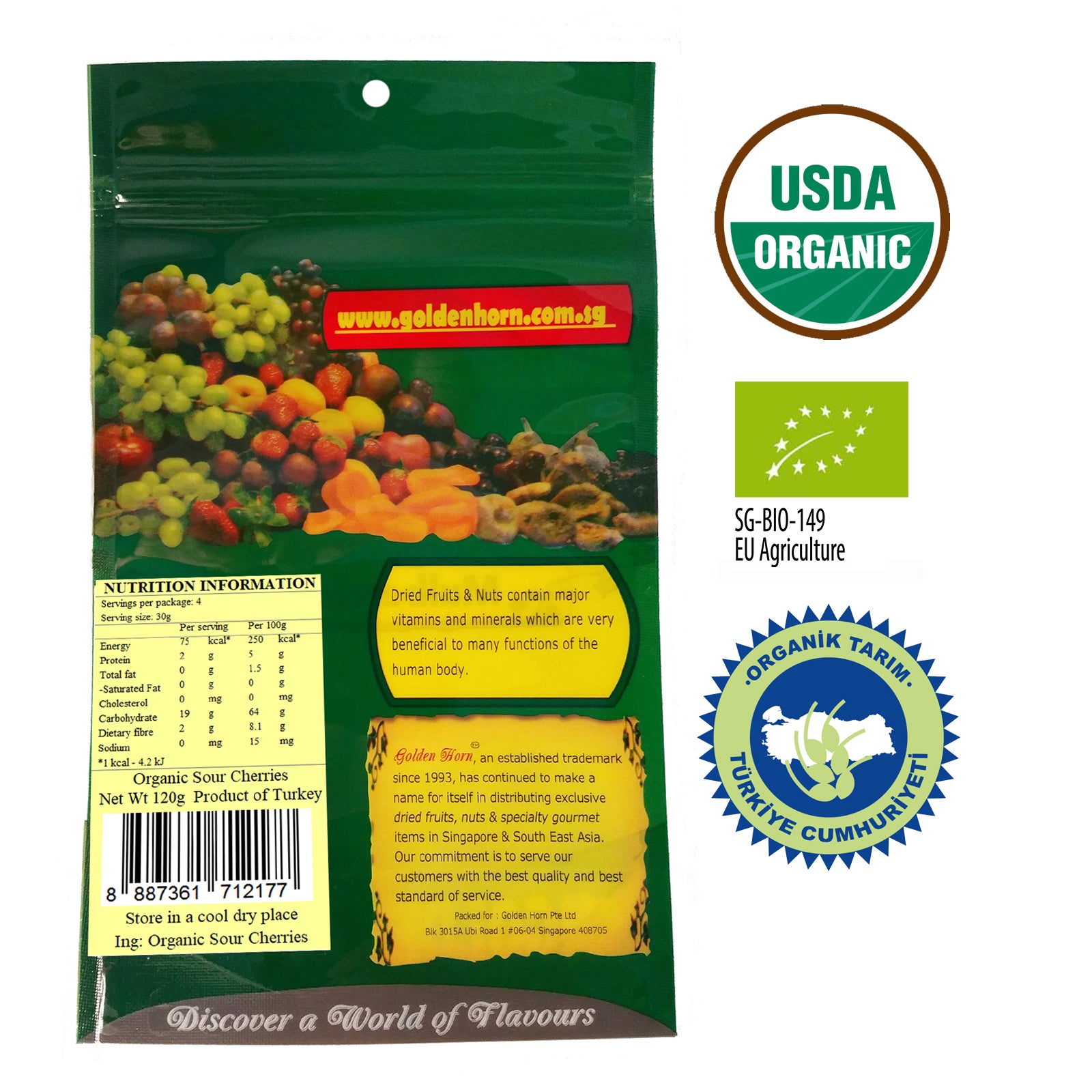 Golden Horn Organic Sour Cherries 120g