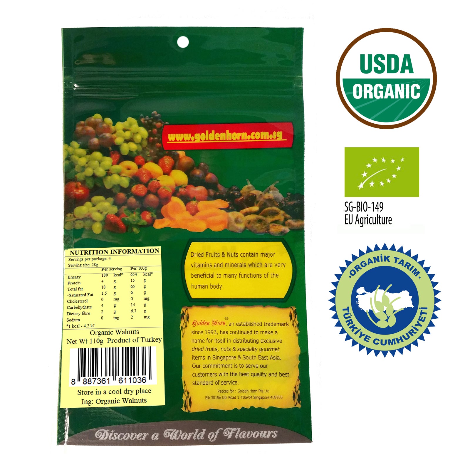 Golden Horn Organic Walnuts 110g