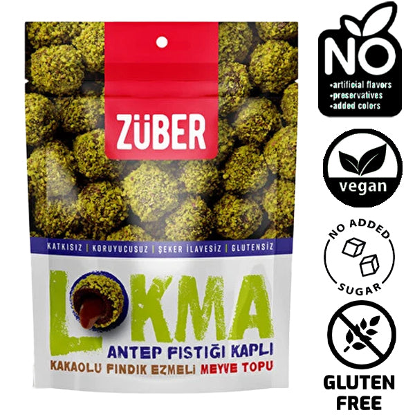 Zuber Lokma Antep Pistachio Coated Fruit Ball 96g