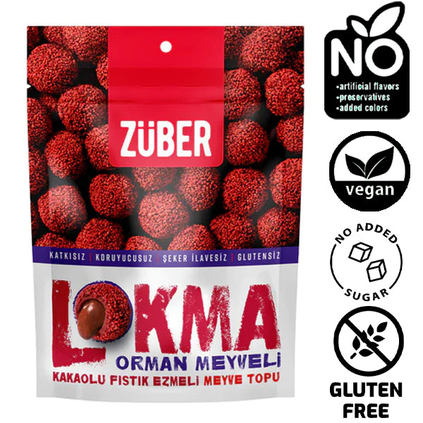 Zuber Lokma Forest Fruits Coated Fruit Ball With Peanut Paste 96g