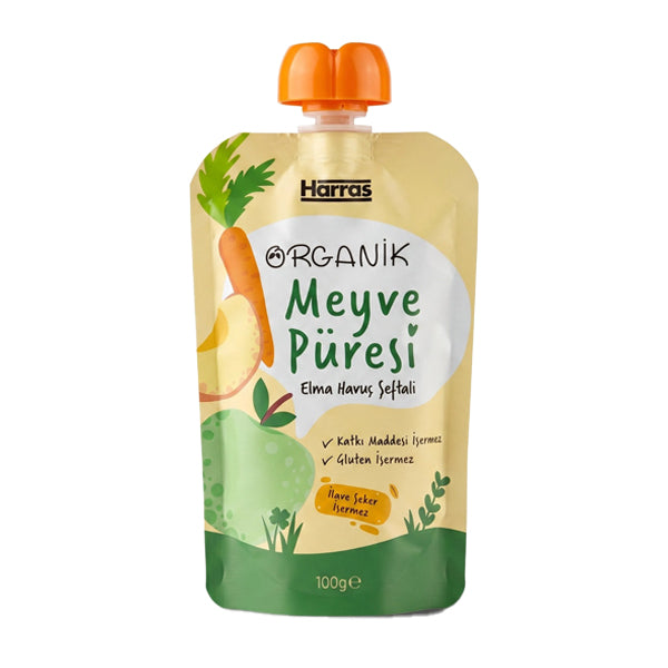 Harras Organic Apple, Carrot & Peach Fruit Puree 100g