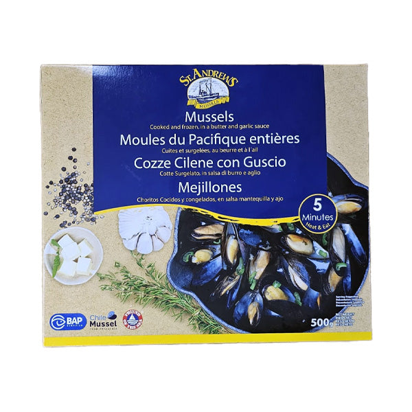 St Andrews Frozen Mussels In Butter & Garlic Sauce 500g