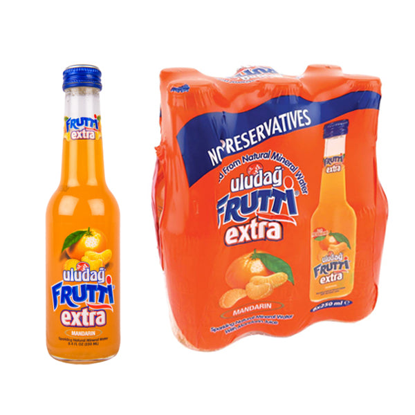 Uludag Sparkling Mineral Water With Mandarin Glass Bottle 6x250ml