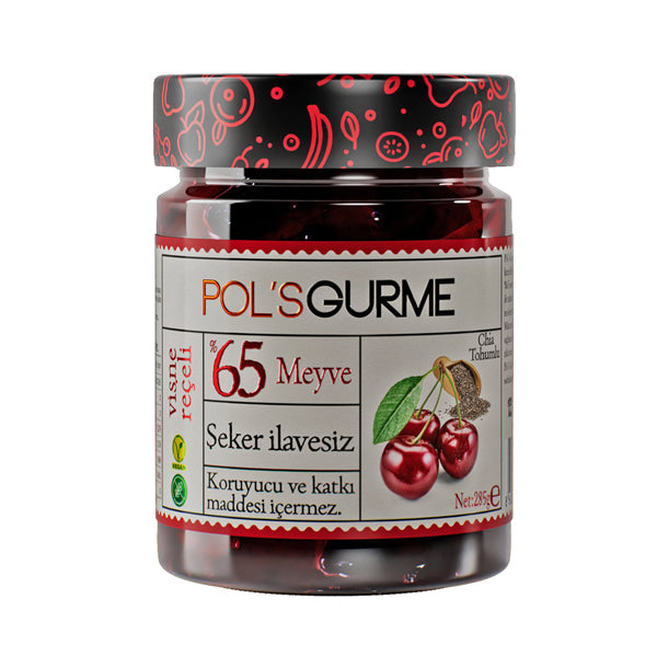 Pol's Gourmet No Sugar Added Sour Cherry Jam With Chia Seeds 285g