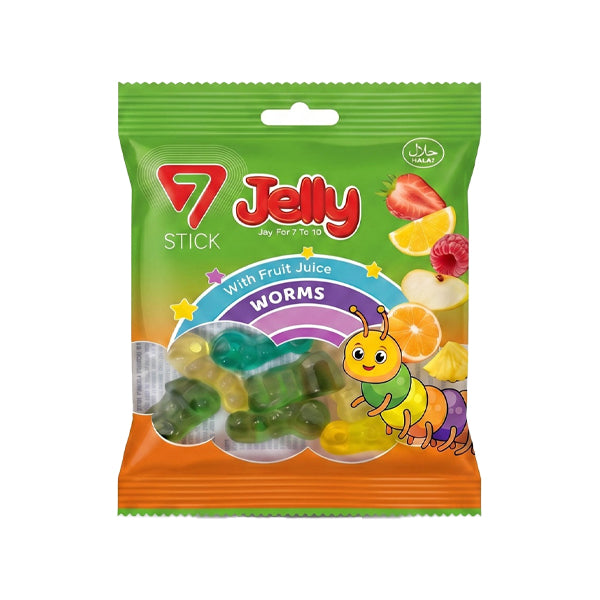 7 Stick Jelly Gummy Worms With Fruit Juice 20g
