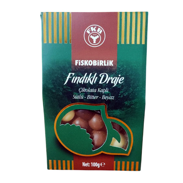 Fiskobirlik Milk, Dark & White Chocolate Hazelnut Dragees 100g