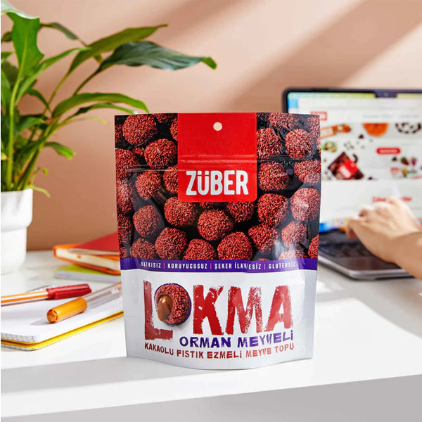 Zuber Lokma Forest Fruits Coated Fruit Ball With Peanut Paste 96g