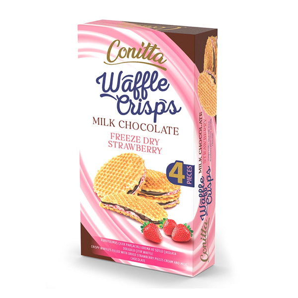 Conitta Milk Chocolate Strawberry Waffle Crisps 100g