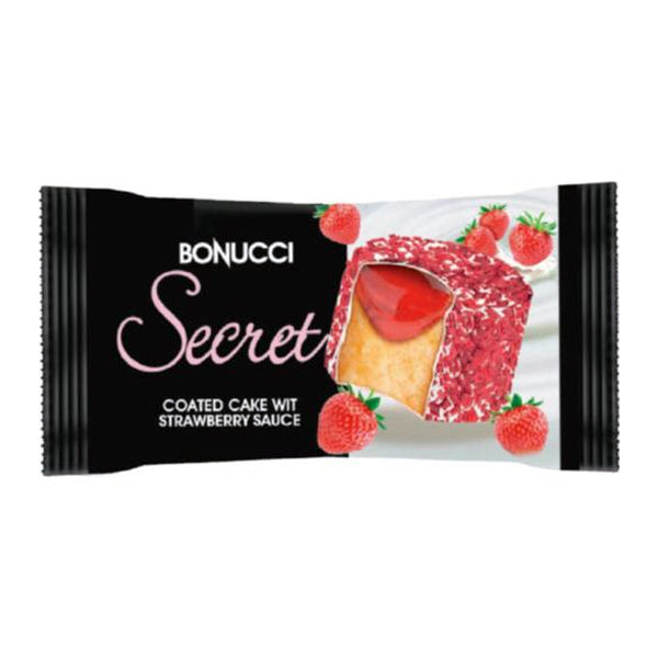 Bonucci Secret Coconut & White Coated Cake With Strawberry Sauce 50g
