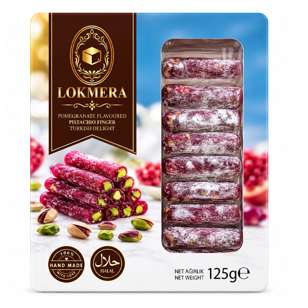 Lokmera Pomegranate Pistachio Finger Turkish Delight 125g