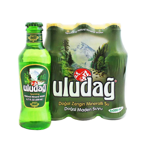 Uludag Sparkling Mineral Water Glass Bottle 6X200ml