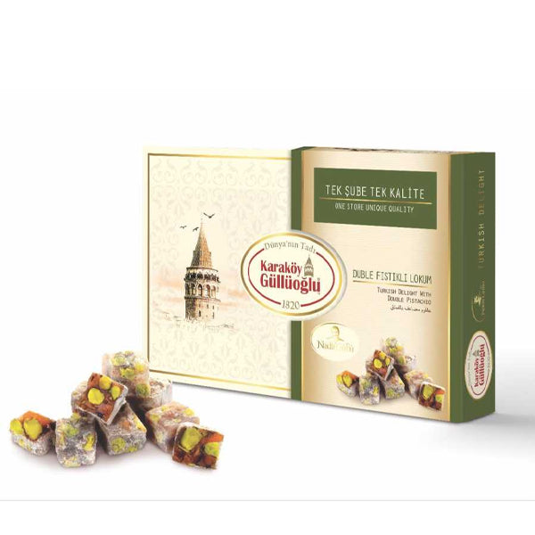 Karakoy Gulluoglu Lokum With Double Pistachio 500g